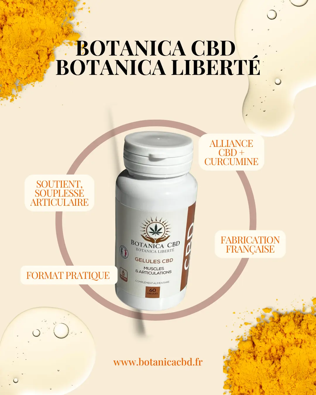 Gélules CBD 1500 mg+ curcumine, Mobilité BOTANICA CBD