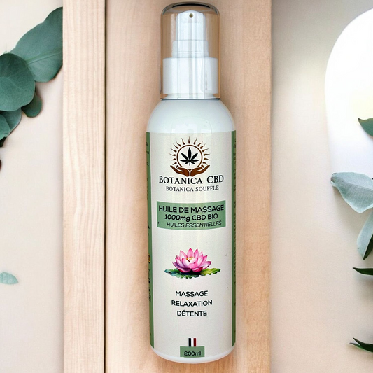Huiles de massage 1000 mg CBD + huile essentielle, détente