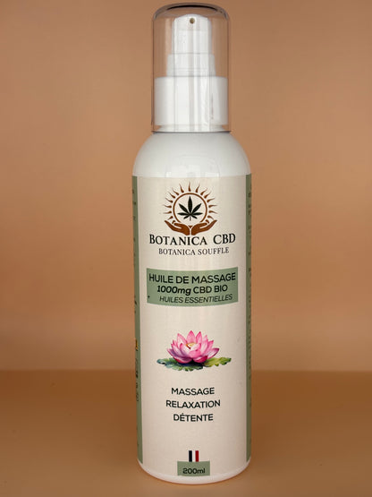 Huiles de massage 1000 mg CBD + huile essentielle, détente