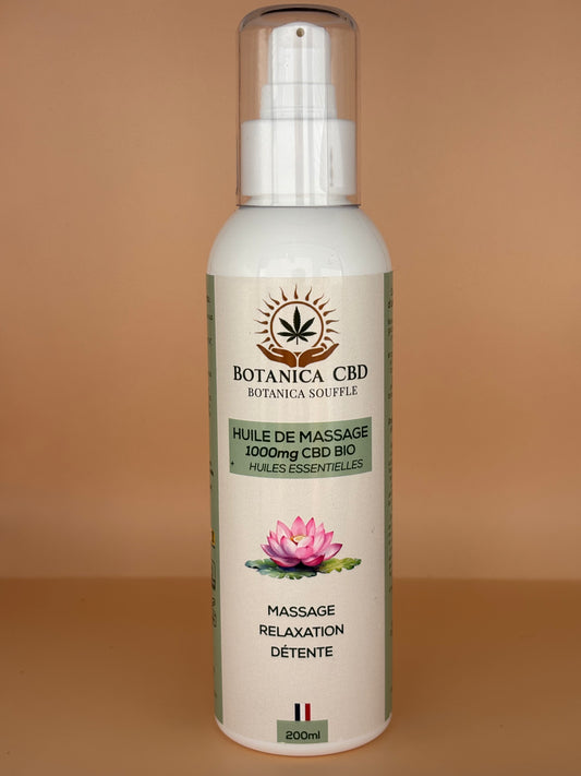 Huiles de massage 1000 mg CBD + huile essentielle, détente